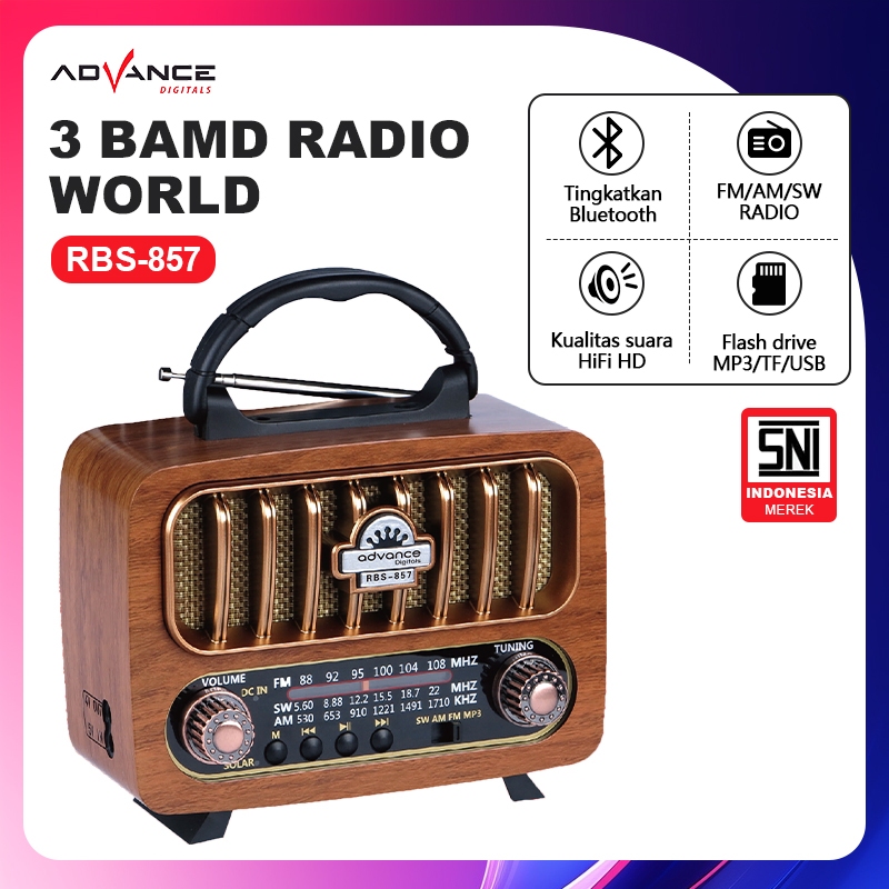 Advance Radio Portable Speaker Fm/Am/Sw Bluetooth Usb Tf Card Rbs-857