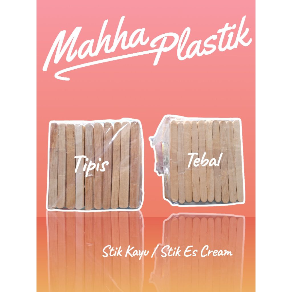 Stik Ice cream, Stik Es krim, Stik kayu tebal dan tipis