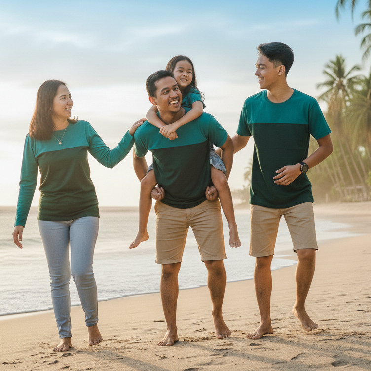 (PREMIUM QUALITY) HIJAU TOSCA - HIJAU BOTOL KOMBINASI  Kaos ANAK dan DEWASA sampai BIG SIZE XXXXXXXL