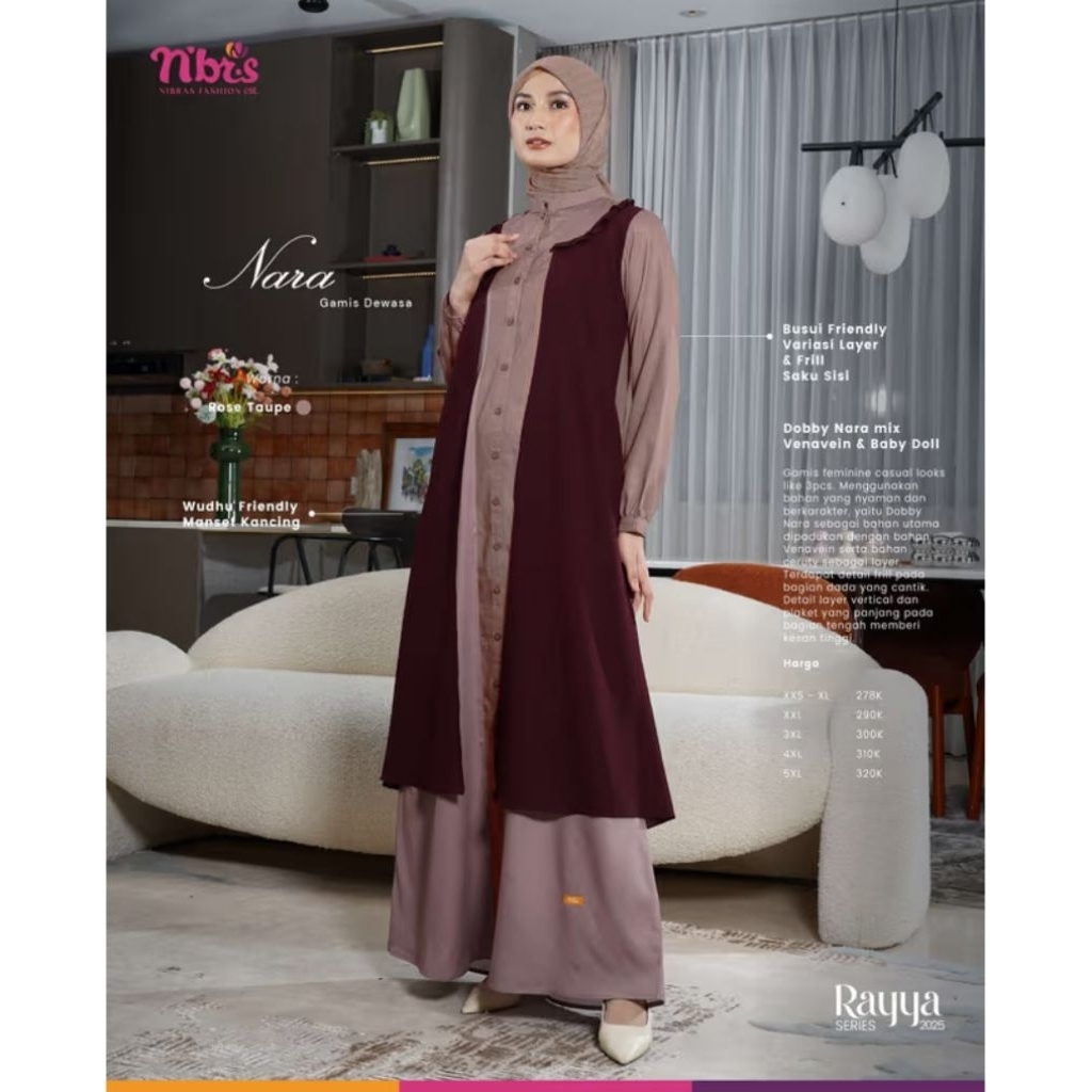 Nara gamis rose taupe