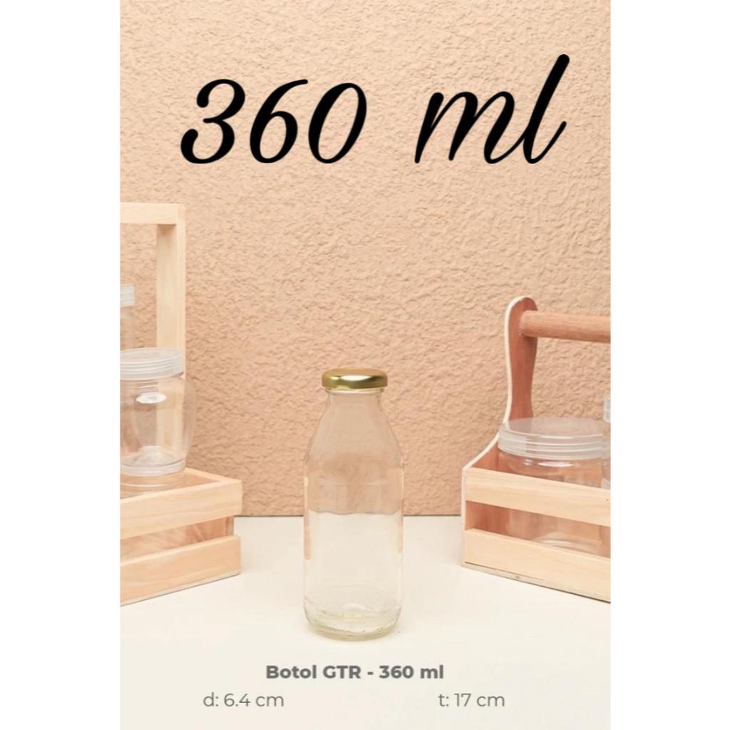 Botol Gelas Kaca Jus Kopi Sirup Jamu Madu Yoghurt Minuman Sehat Aesthetic Unik Vintage 360 ml