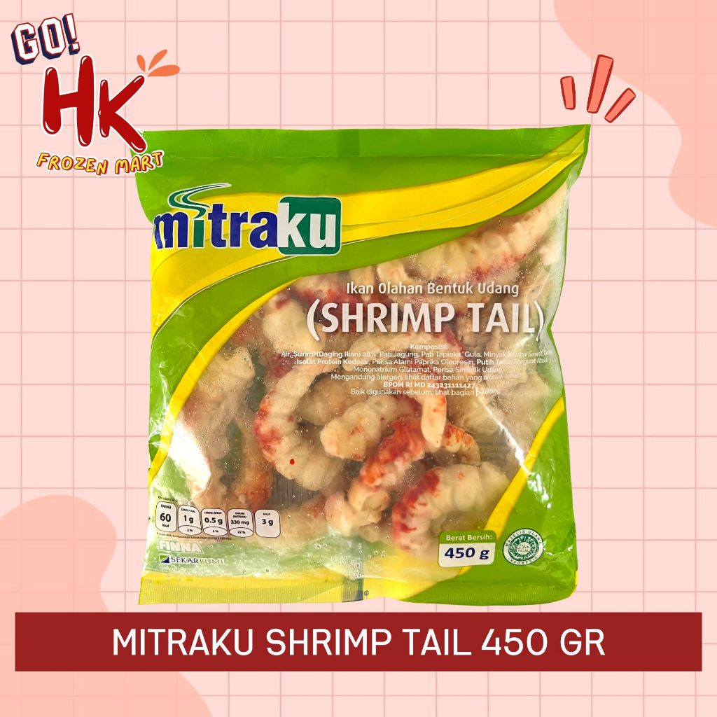 Mitraku Shrimp Tail 450gr || olahan ikan bentuk udang isian suki seblak Fresh HK FROZEN MART