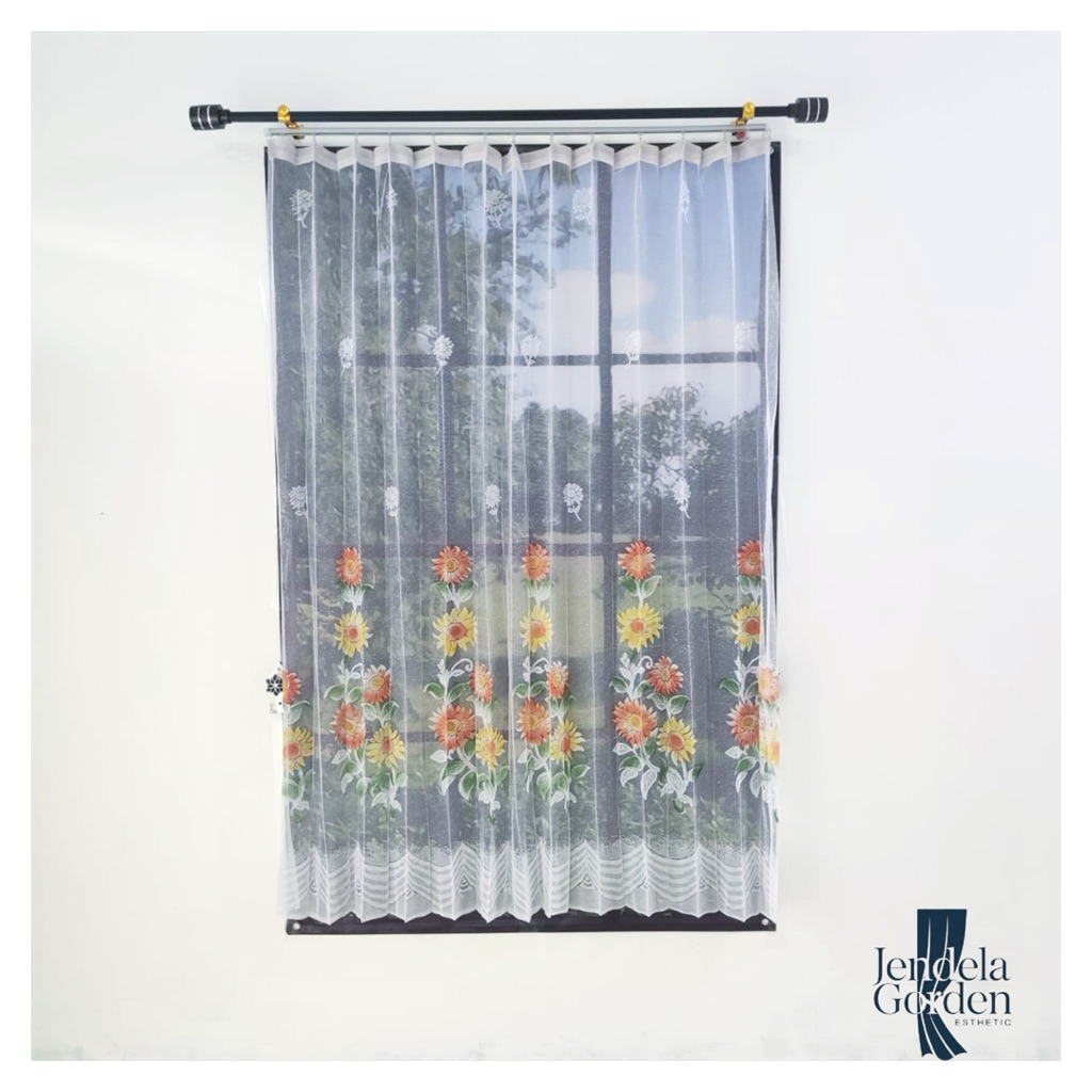 Gorden vitrase Daleman Gorden Siang dan Malam Motif Bunga Matahari Tulip