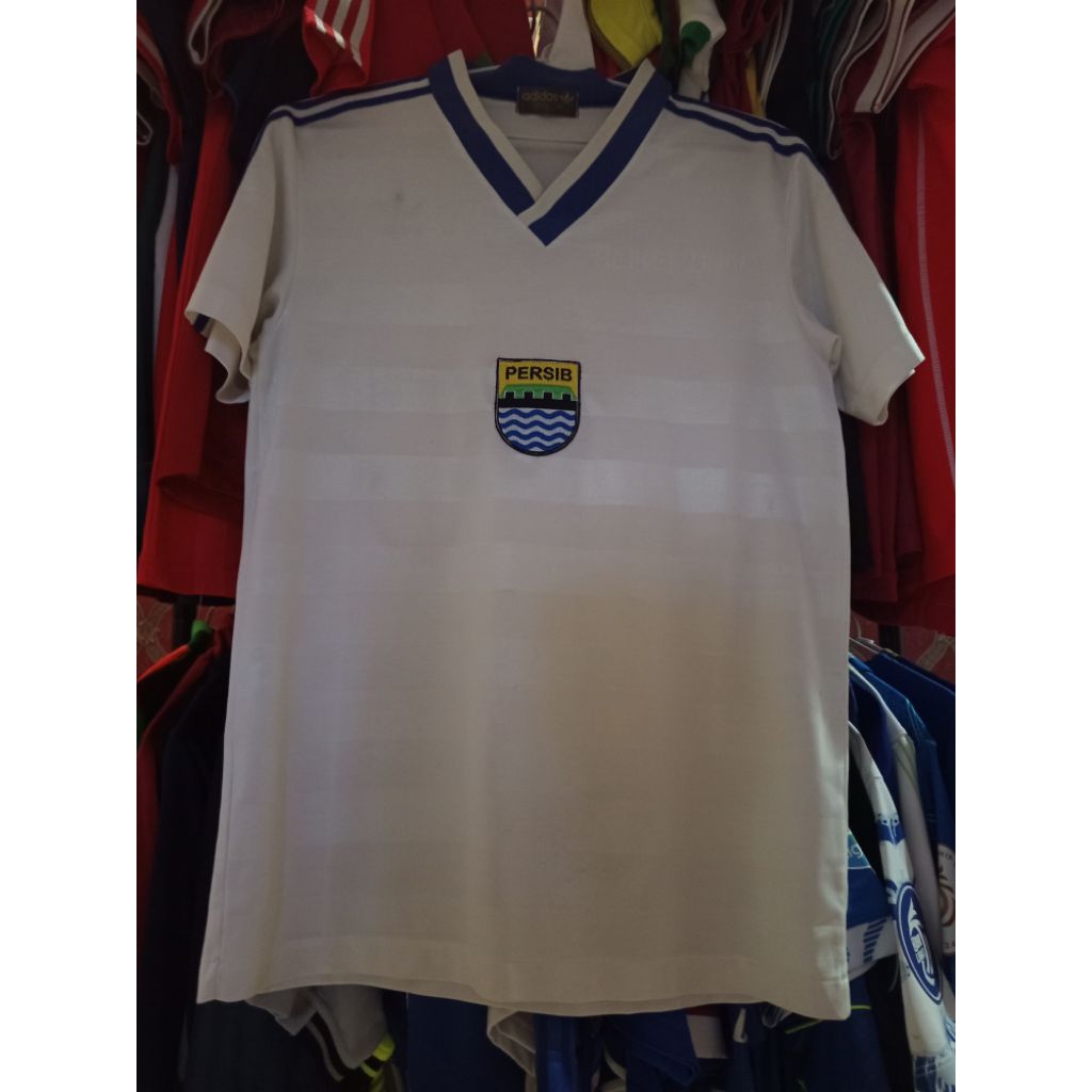 [ORI][BEKAS][MINUS BANYAK][JASPOL] Jersey ADS VTG 80s Putih Strip Biru Fantasy Jersey Persib 1989/90