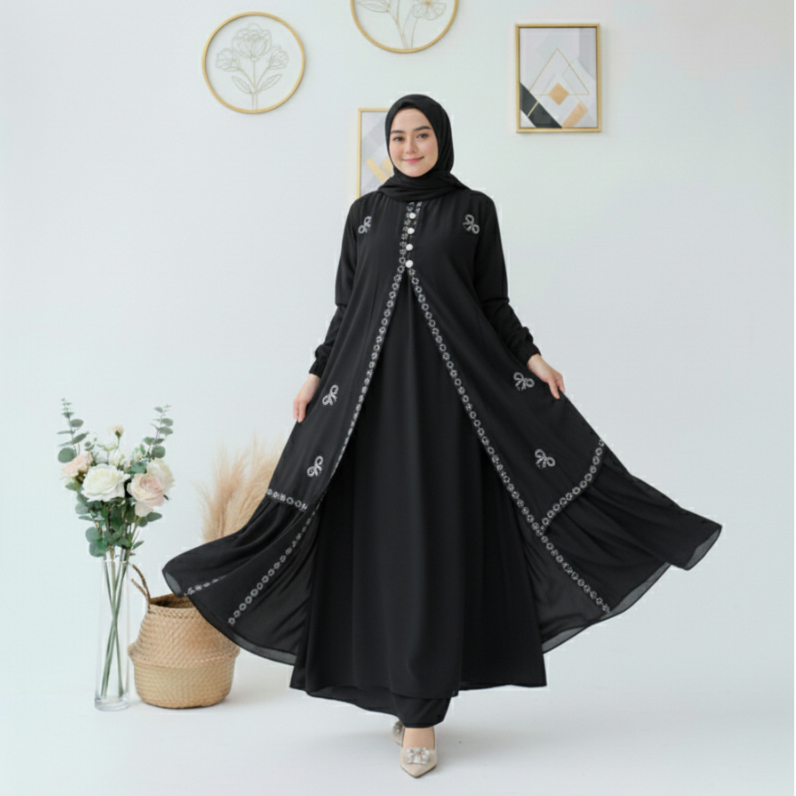 JM Dress Muslimah Polos Casual Premium Dress Pesta Ukuran L XL