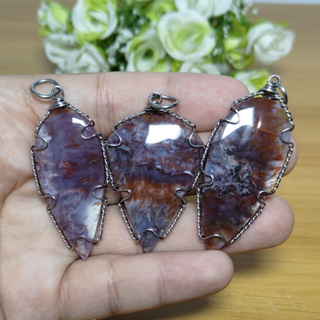 Batu Agate panca warna Liontin Batu Akik asli