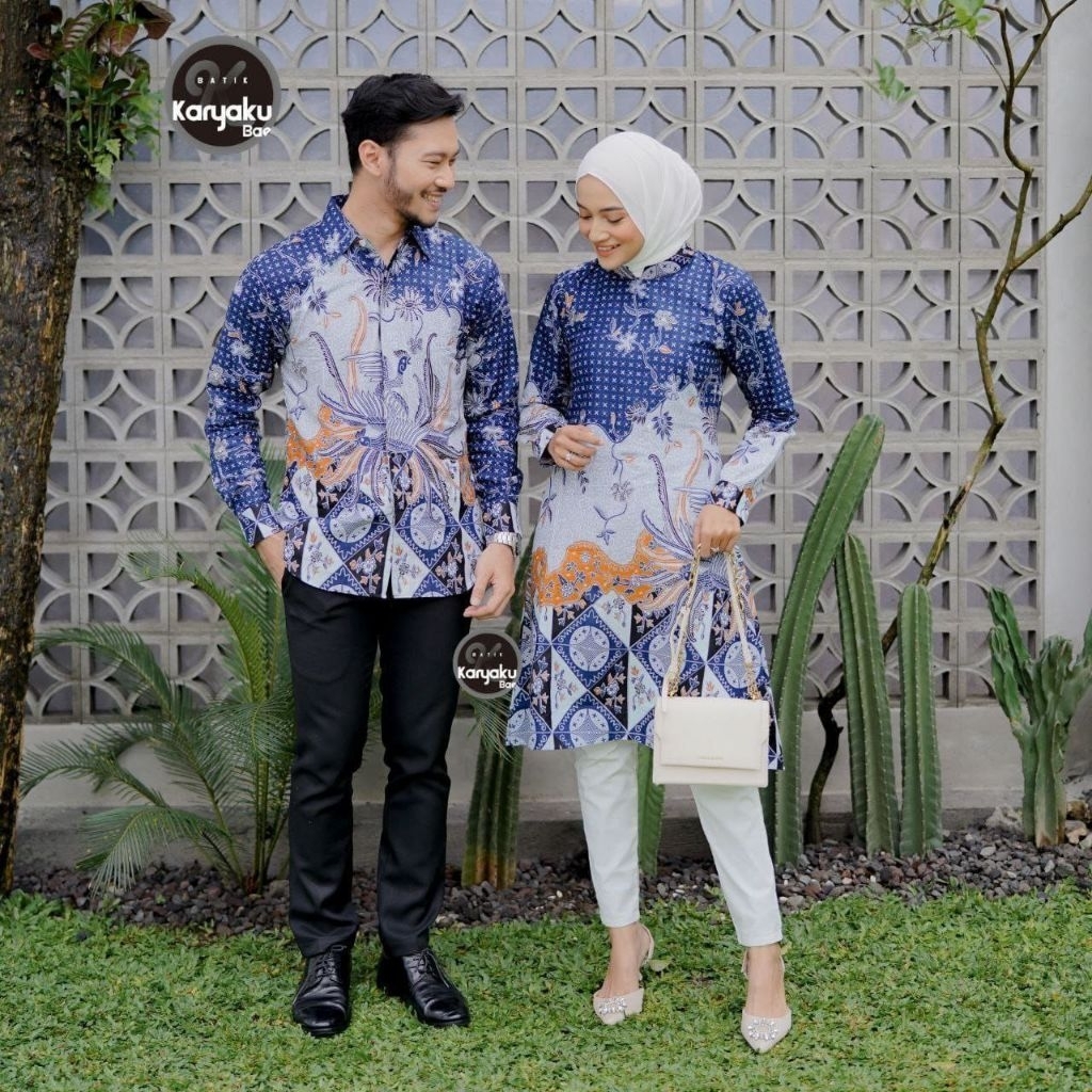 Tunik Batik Baju Atasan Tunik Batik Tunik motif Bagus Warna Biru Putih ada size jumbo