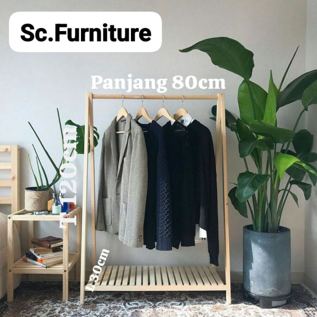 TERMURAH stand gantungan baju hanger kayu aesthetic