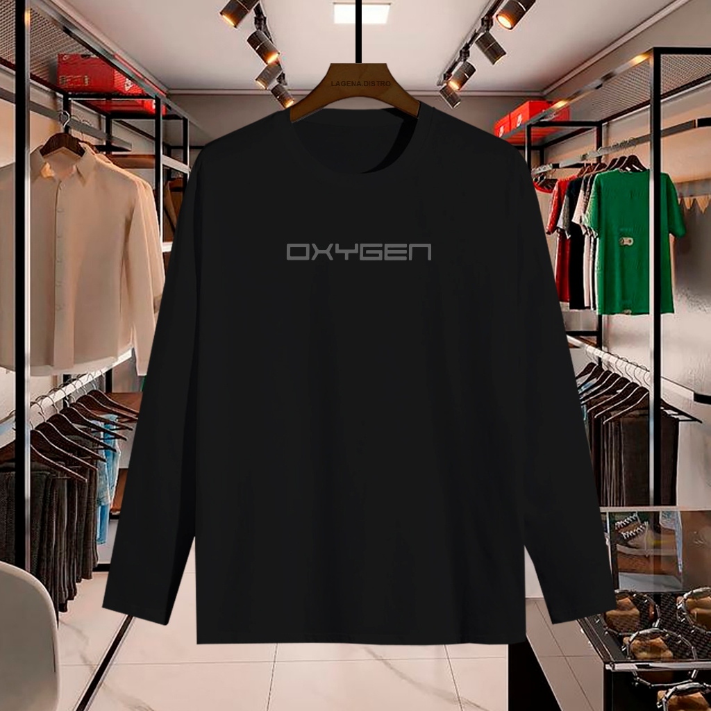 COD  Kaos Oxygen Lengan Panjang Pria Wanita Motif Silver / T-shirt Distro Premium Katun Combed 30s T