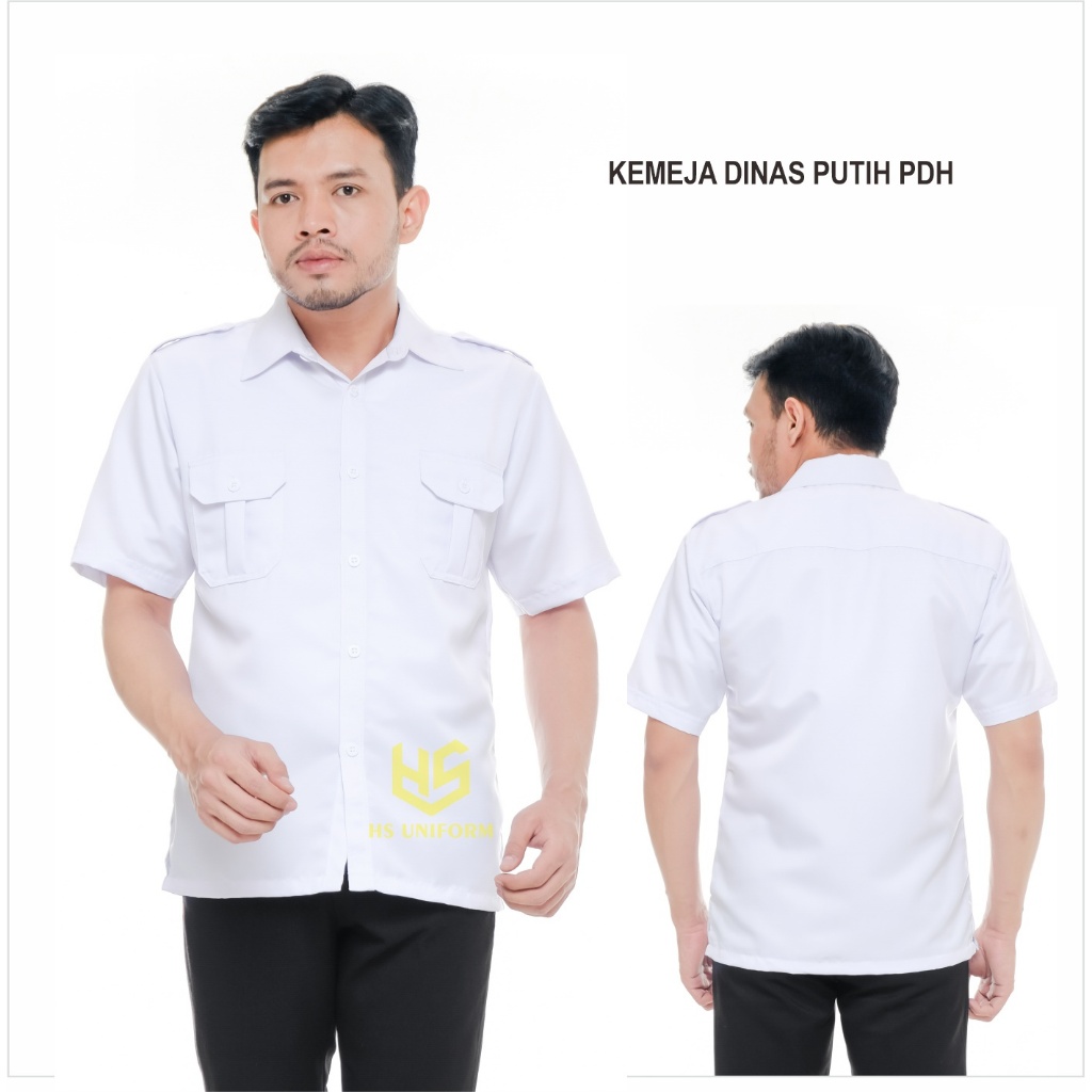 Kemeja Dinas Putih PNS Pria Kemeja Pdh Safari Lengan Pendek /High Twist Adem Seragam PNS Putih Pria