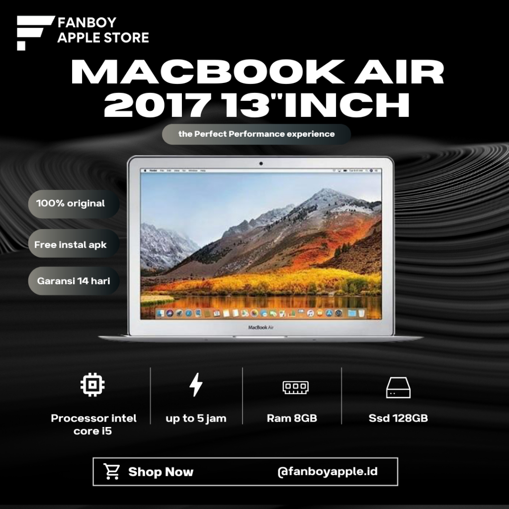 MacBook Air 2017 | 13"Inch | Processor intel core i5 | Ram 8GB | SSD 128/256GB | Second Original