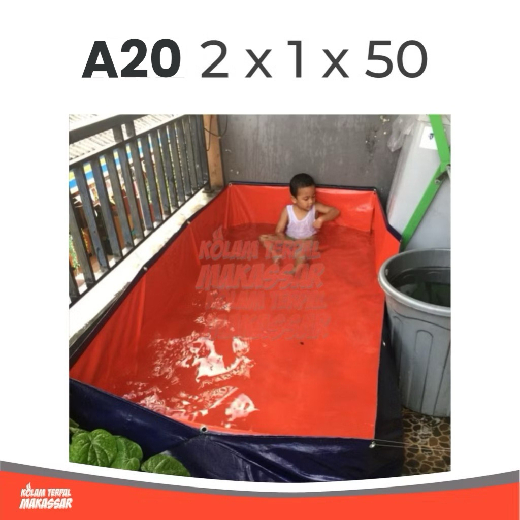 Kolam kotak 2x1x0,5 A20 Import Korea Kolam terpal ikan bentuk kotak ukuran 2x1x0,5 kolam terpal maka