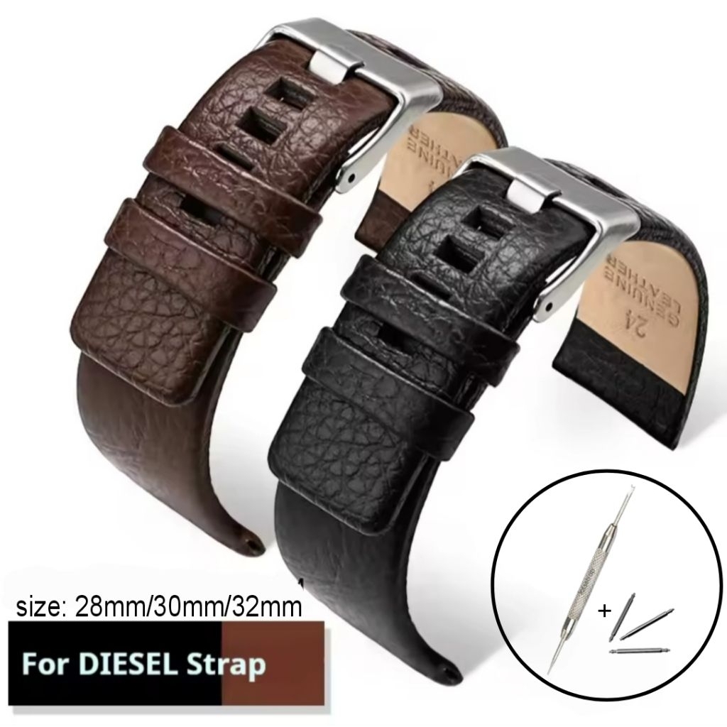 Tali Kulit Jam Tangan DIESEL Strap Jam Diezel Tali Kulit Lebar 28mm 30mm 32mm