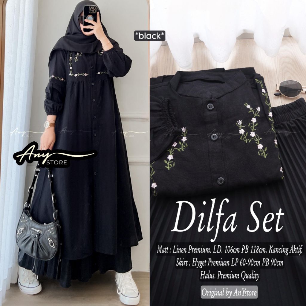 DILFA // YULIANA // JESLIN SET // SETELAN TUNIK ROK PLISKET PREMIUM ORI ANY