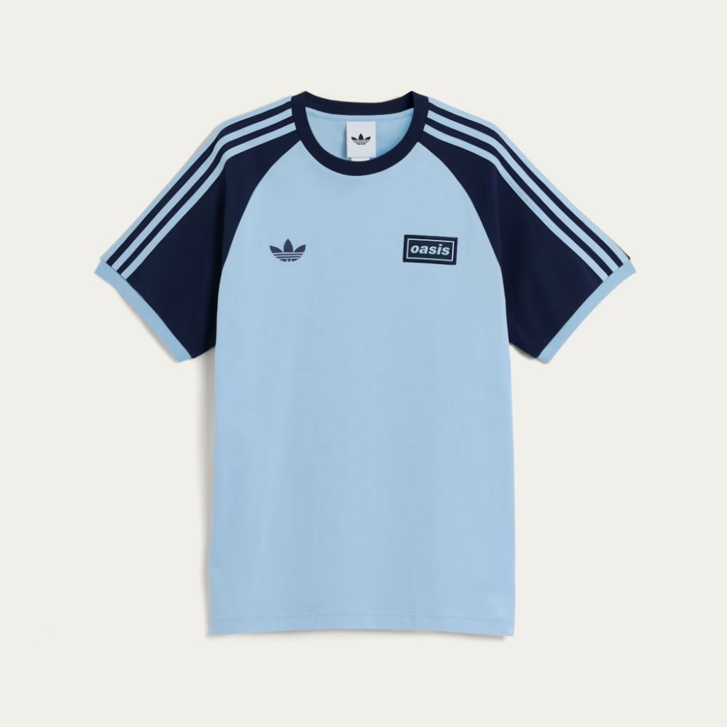 ADIDAS x OASIS TOUR 3 STRIPES T-SHIRT BLUE ORIGINAL