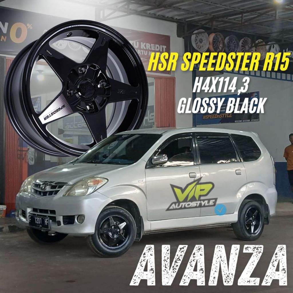 Velg Racing Mobil Avanza Ring 15 || Velg Mobil Racing Hsr Speedster R15 Glossy Black