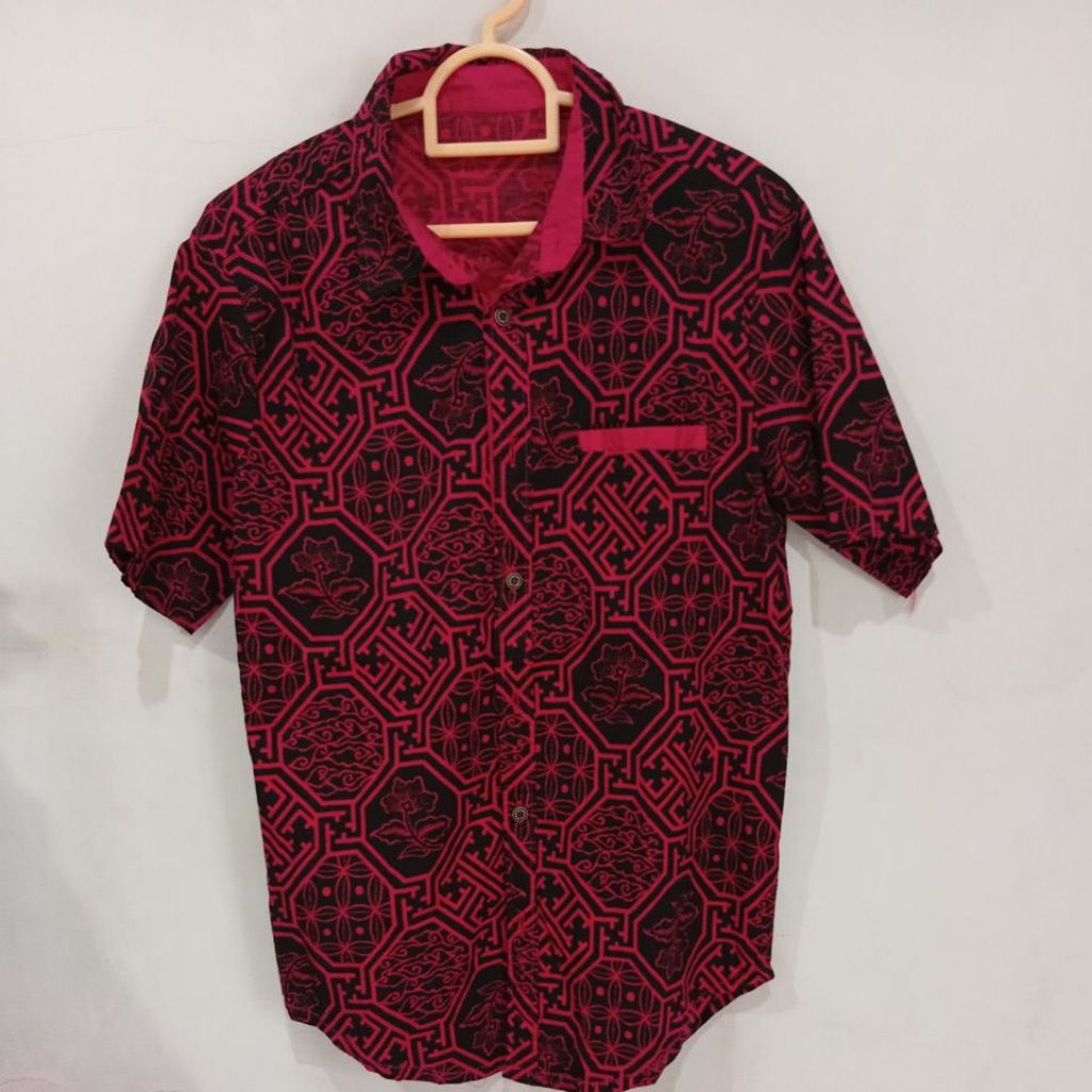 Preloved Anak -  Kemeja Anak Laki-Laki Red Mix Black 10-12 Tahun