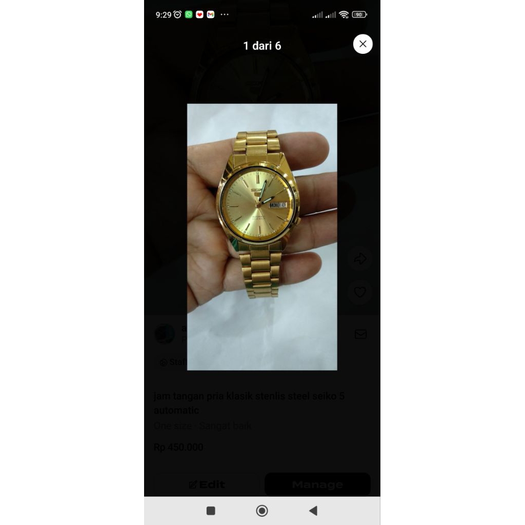 jam tangan pria Seiko 5 gold stainless steel normal fungsi back semua tidak ada kendala