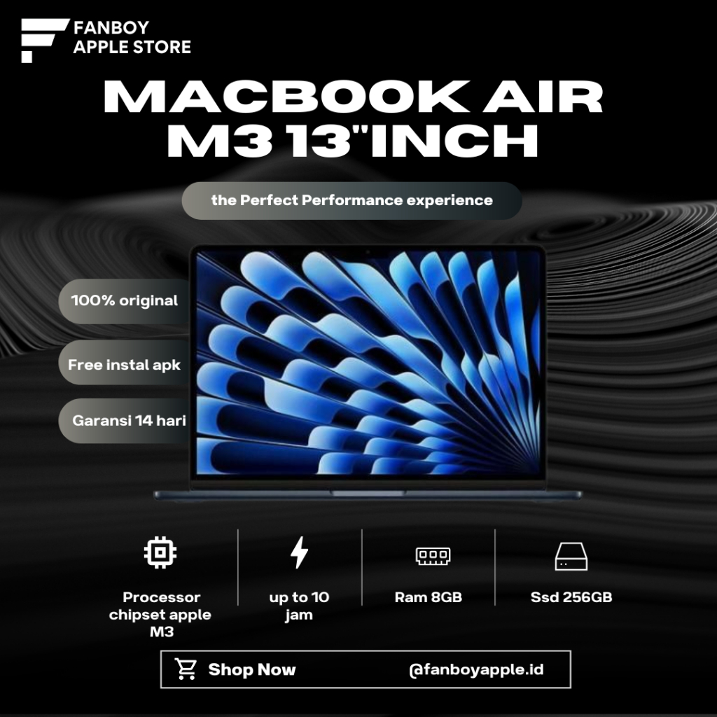MacBook Air M3 | 13"Inch | Ram 8GB | Ssd 256GB | Second Original Apple Like New