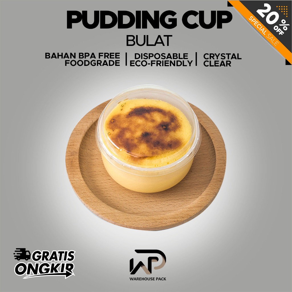 [ 10 PCS ] Pudding Cup Bulat + Tutup | Gelas Cup Pudding Bulat  | Cup Pudding Mika Gelas Jelly | Cet