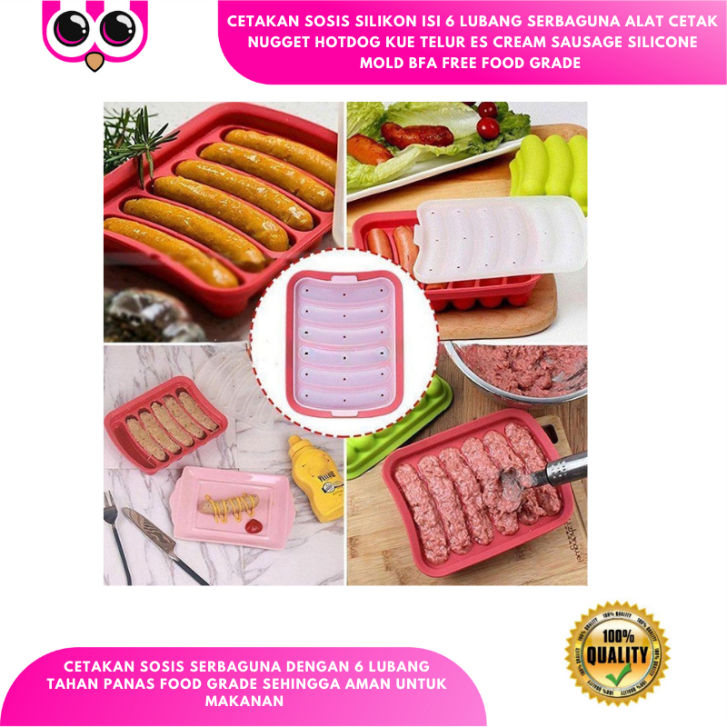 CETAKAN SOSIS SILIKON ISI 6 LUBANG SERBAGUNA ALAT CETAK NUGGET HOTDOG KUE TELUR ES CREAM SAUSAGE SIL
