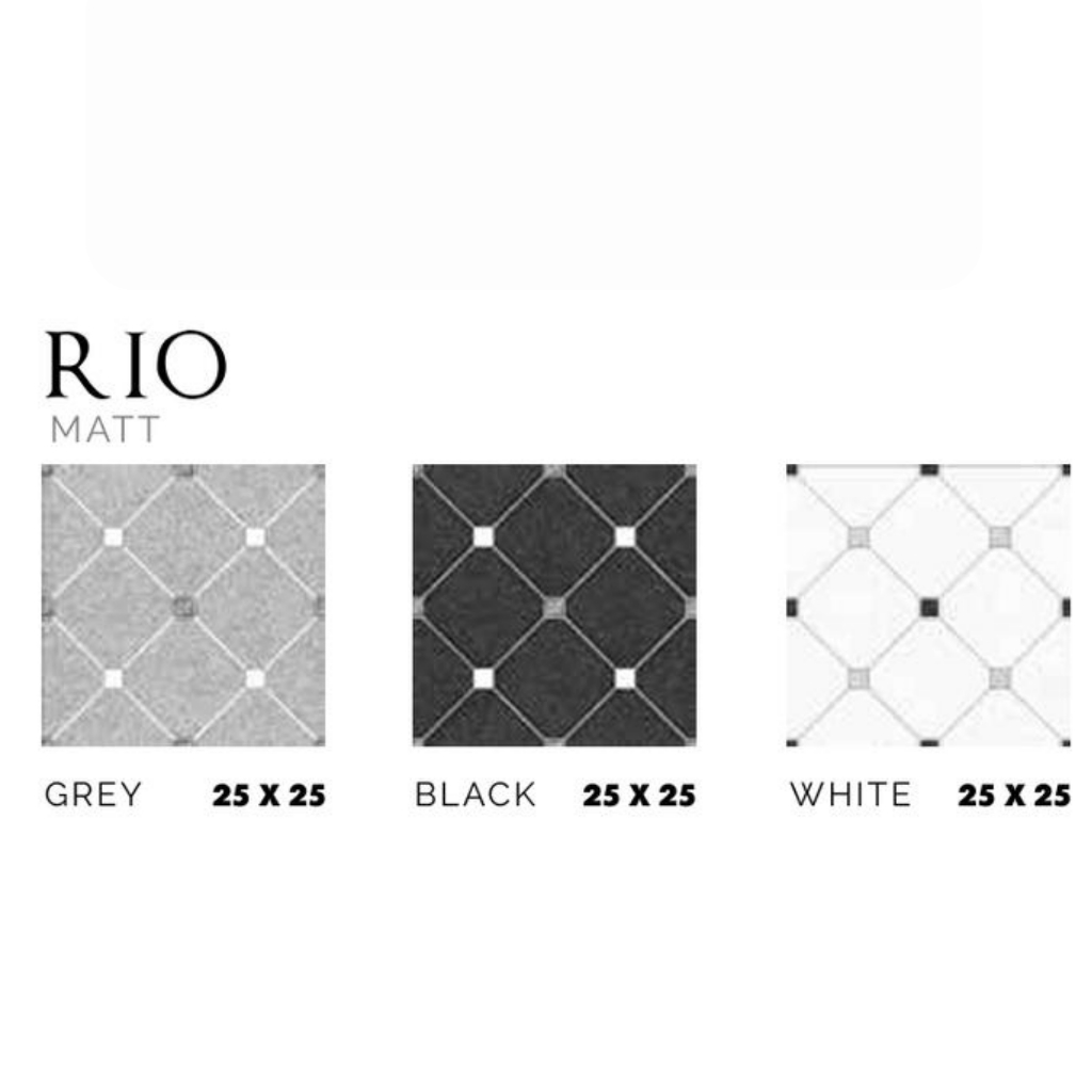 KERAMIK ASIA TILE 25 X 25 MATT /  RIO BLACK / RIO WHITE / RIO GREY / ROMA GREY / ROMA BROWN