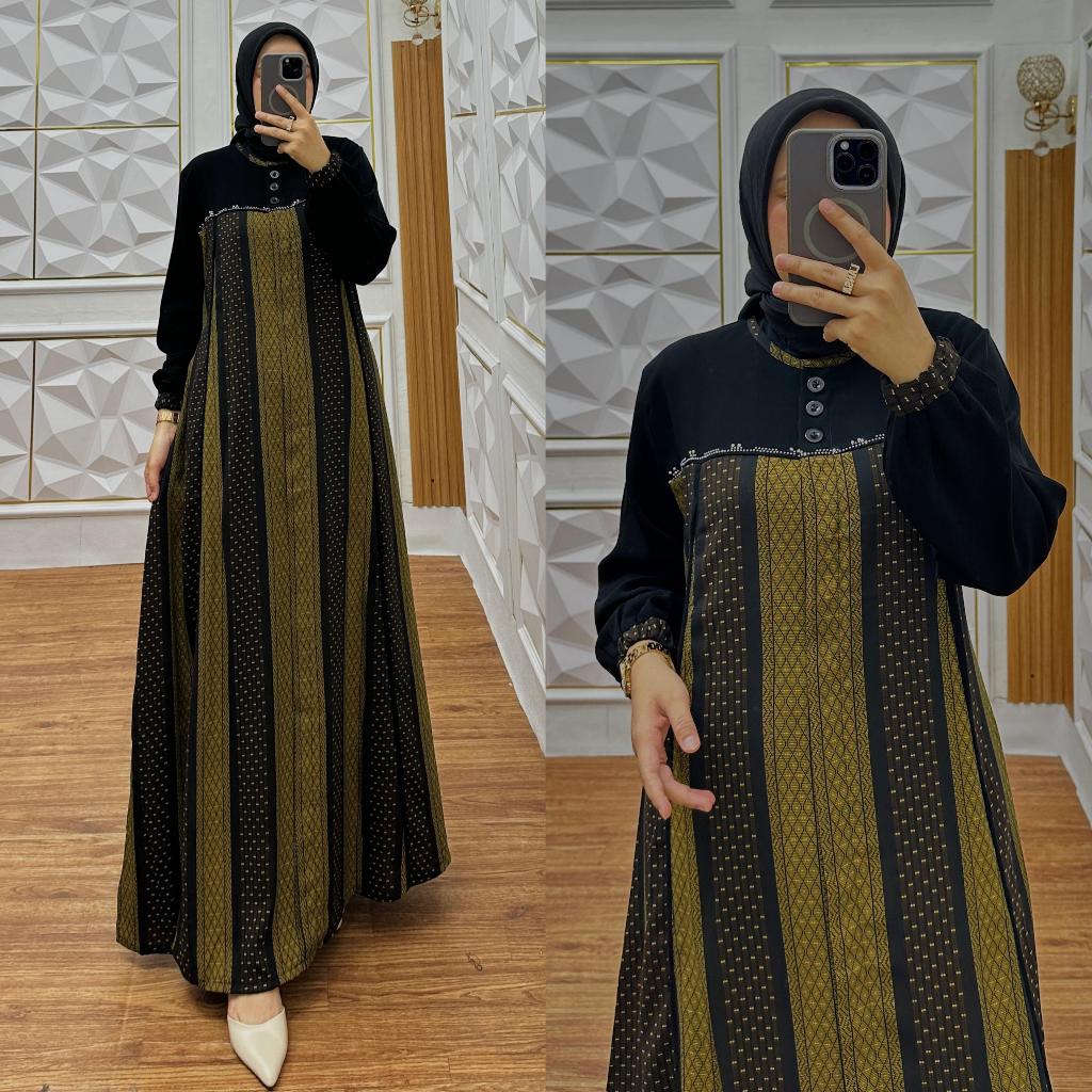 C002 | Gamis Salur Premium / Gamis Kombinasi Salur / Gamis Terbaru Seragaman / Gamis Abaya Salur / G