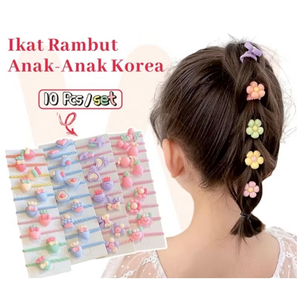 Ikat Rambut Gadis Korea Aksesoris Rambut Gadis-gadis Lucu isi 10 pcs B2006