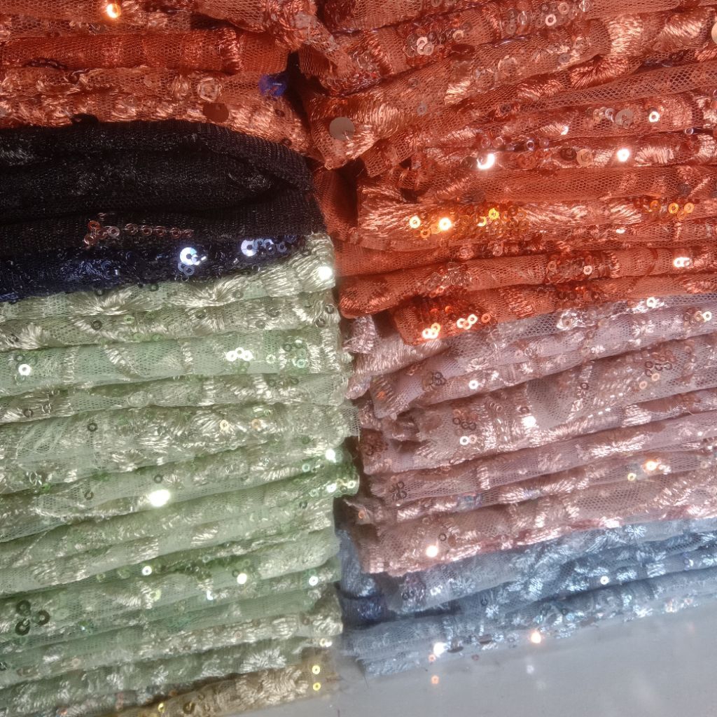 kain tile bordir Payet kiloan,ukuran 40cm sampai 45 cm,per 0,5kg