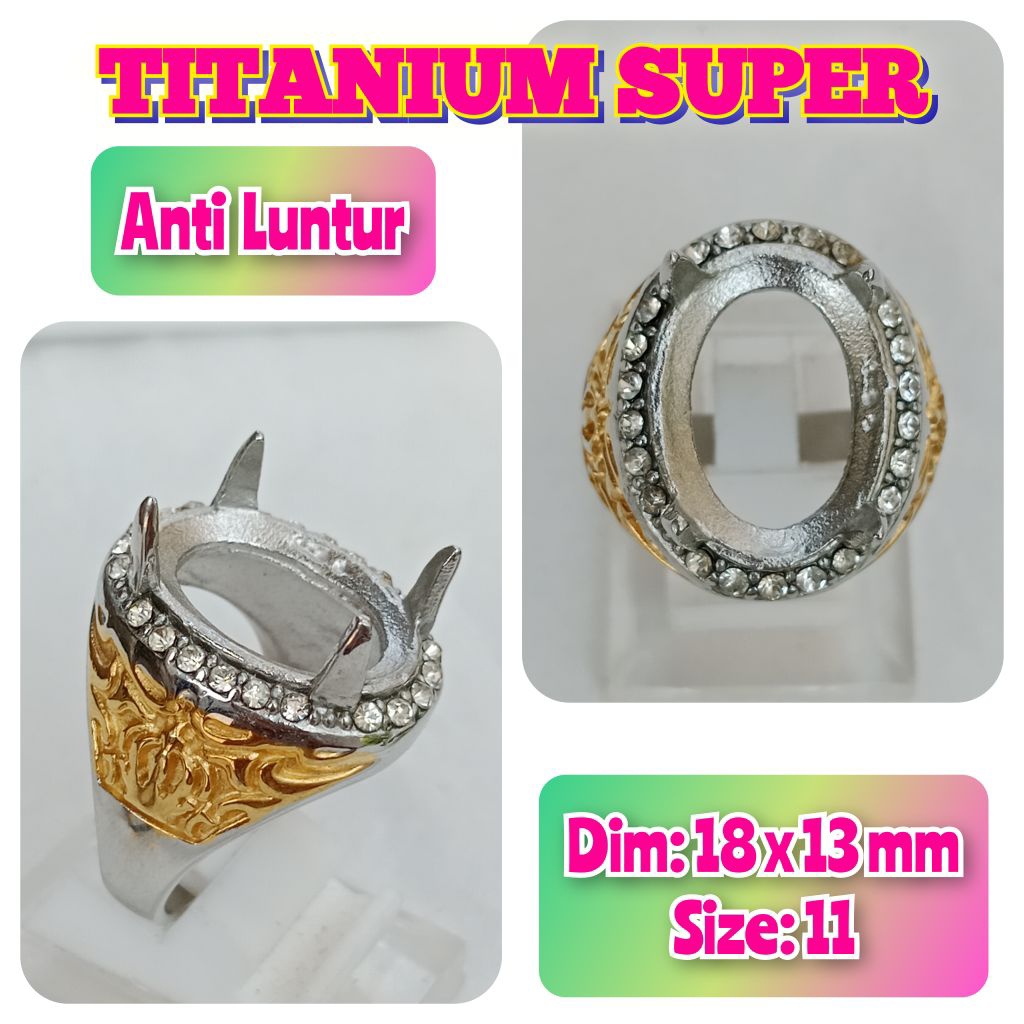 cincin emban batu akik batu permata anti Luntur super titanium.19