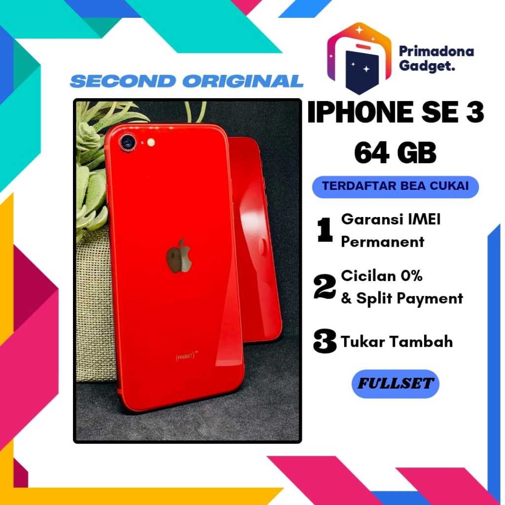 iPhone SE 3 2022 64GB - Unit Only - 64 GB - Second Terdaftar - COD Surabaya