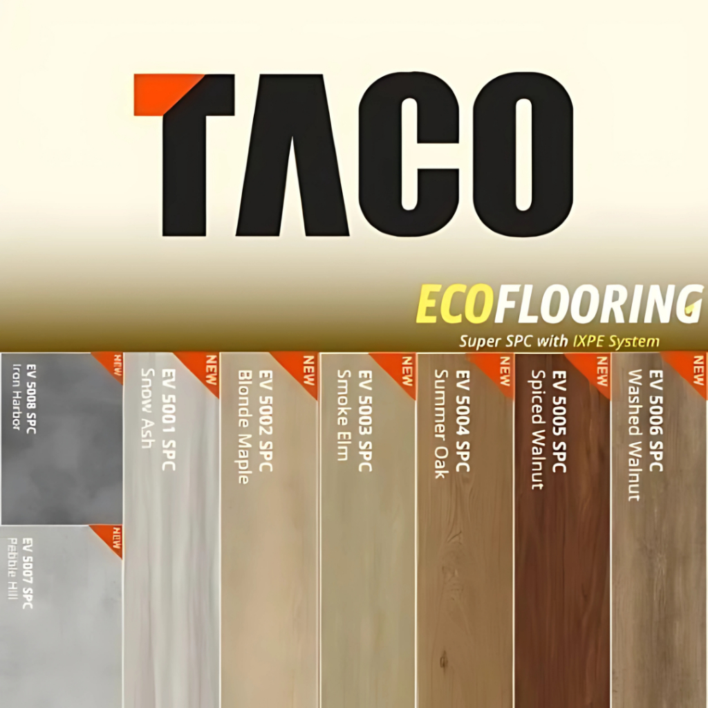 ECO Lantai SPC 4mm + 1mm IXPE by TACO Klik Motif Kayu (Woodgrain) / ECO Flooring SPC 5mm Click