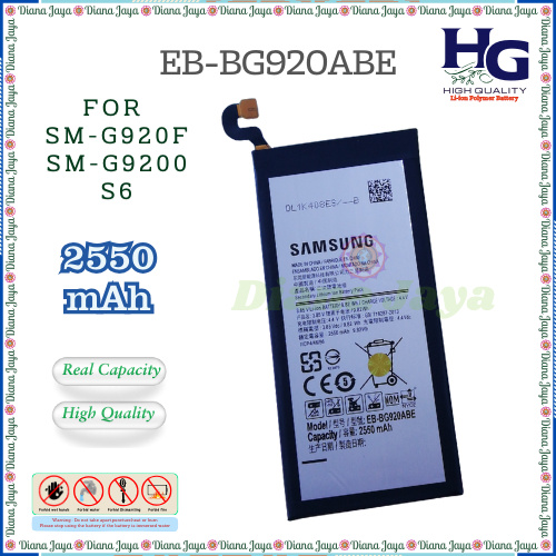 Baterai Samsung S6 SM-G920F / SM-G9200 / EB-BG920ABE ORI HG