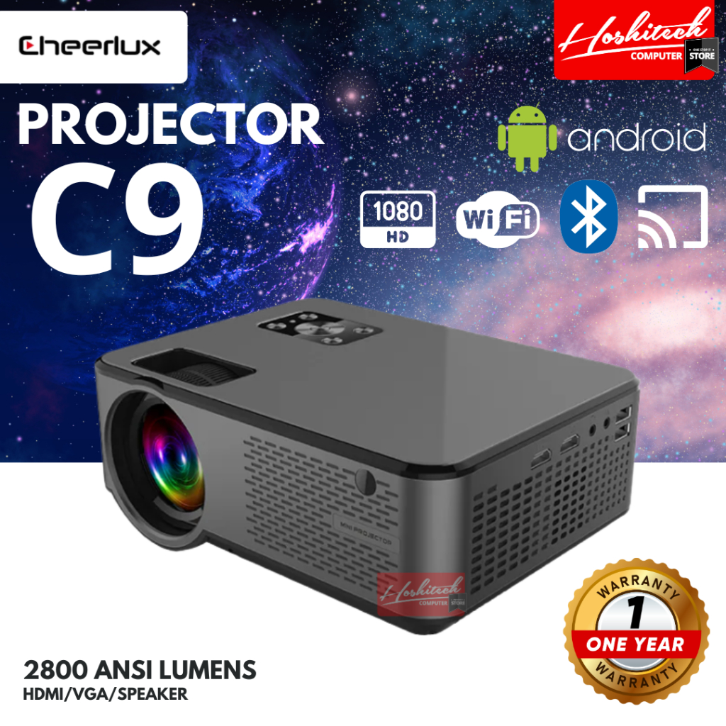 Projector Cheerlux C9 Android Wifi Smart Proyektor 2800 Lumen