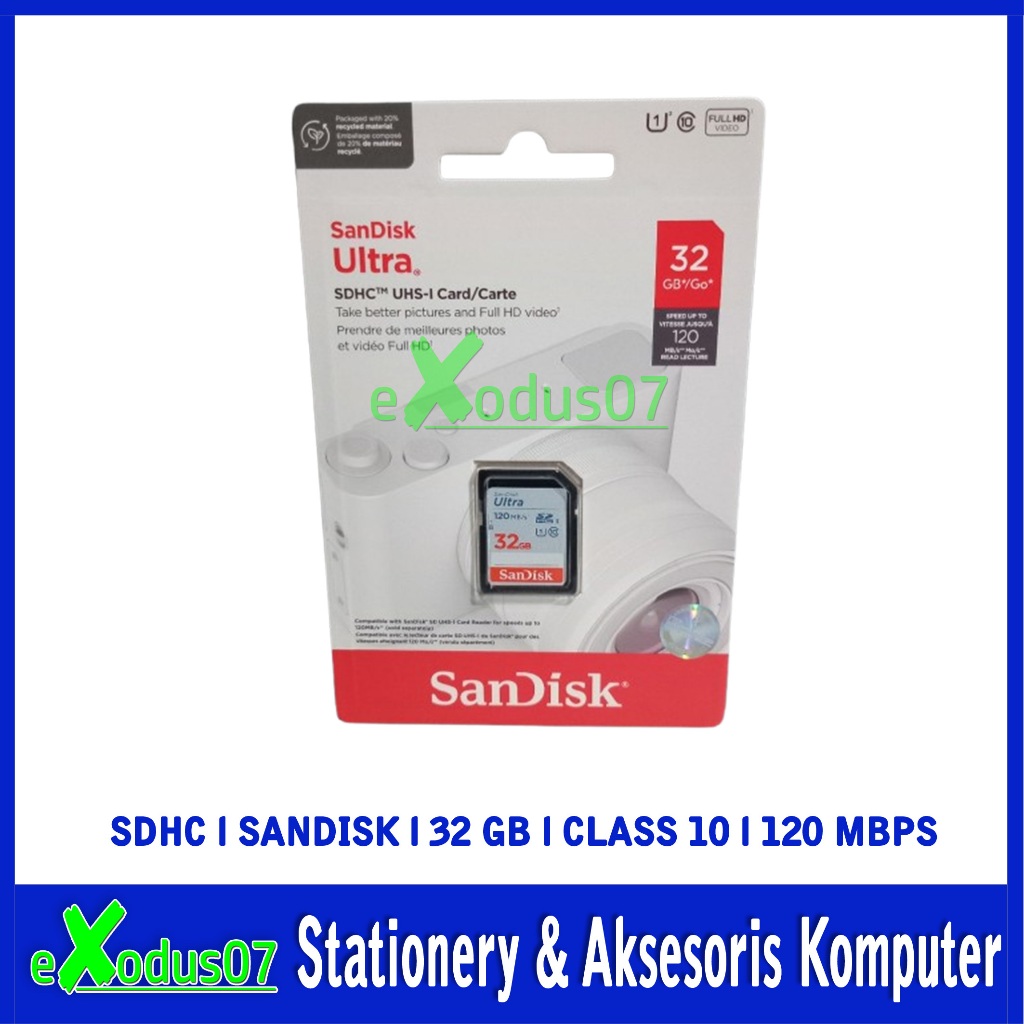SDHC SANDISK CLASS 10 32 GB 120 MBPS
