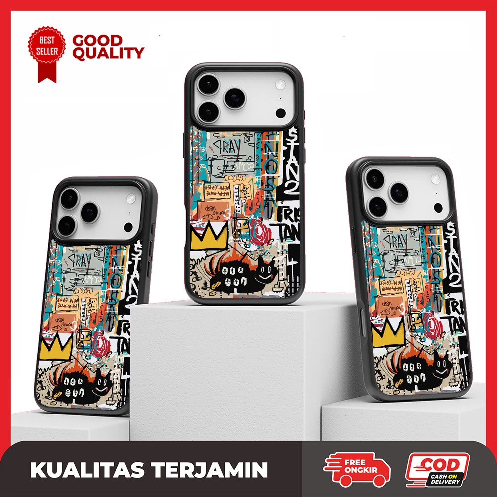 Casing Case Custom iPhone 17 16 15 14 13 12 11 XR XS X 8 7 Pro Max Mini Air Plus Basquiat AE3524 Har
