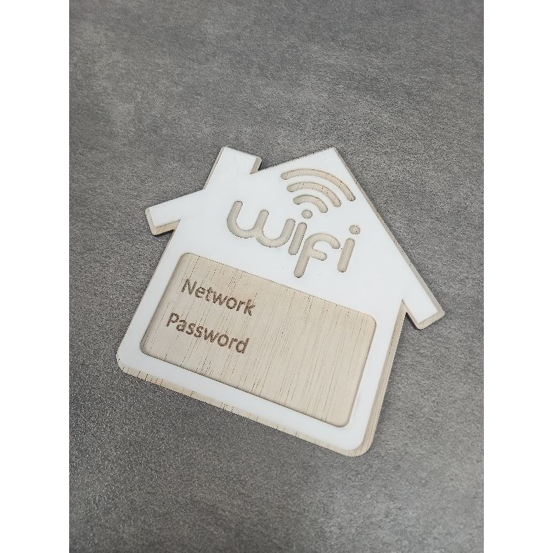 Wifi Sign Rumah Estetik Plywood |Tanda Wifi Dalam Rumah/Cafe Free Laser Data Password