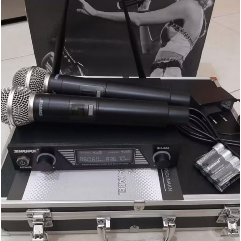 Mic Shure Wireless SH 666 Mikropon SH666 Mikrofon SH-666 Dual Mic