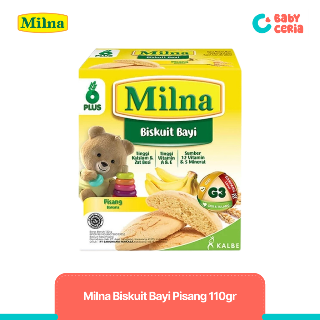 Milna Biskuit Bayi Pisang 110g – Biskuit Lembut & Bergizi untuk Bayi 6-12 Bulan