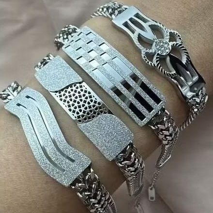 Gelang rantai plat silver | Titanium