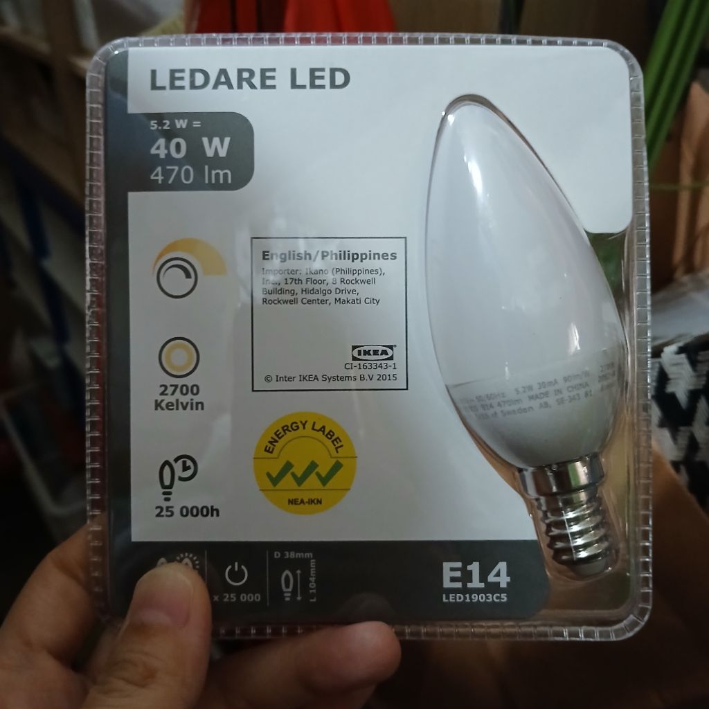 Lampu LED fitting E14 dimmable bohlam lampu candle lilin hias putih susu 470lm