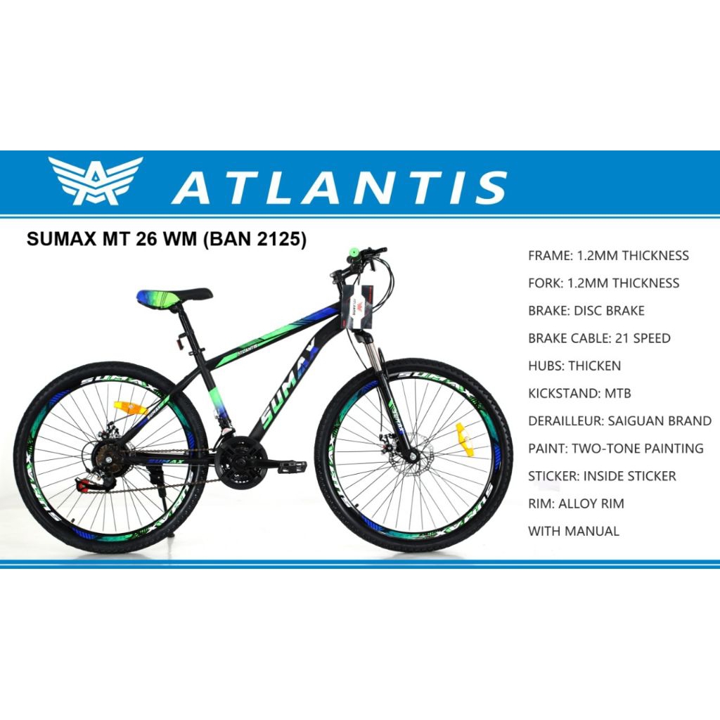 sepeda MTB 20 sumax 21sp atlantis