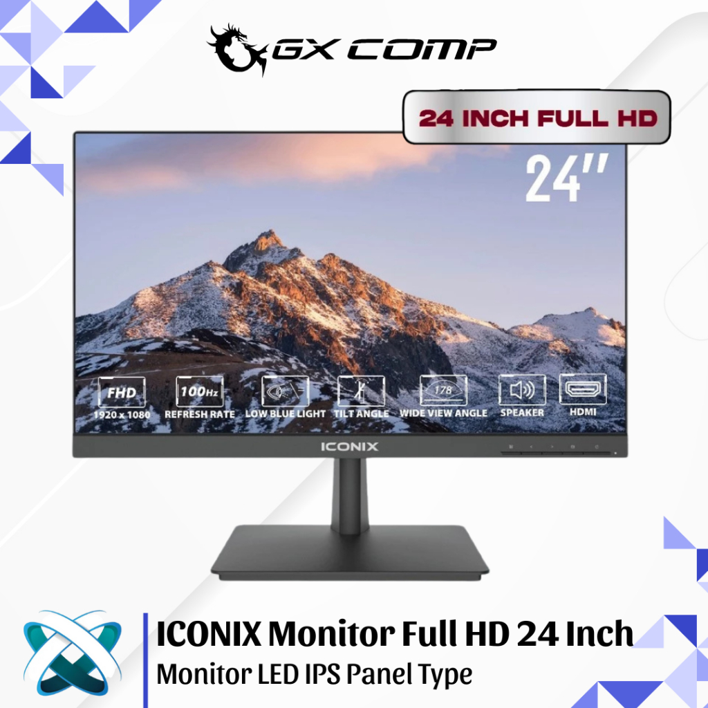 Monitor Iconix 24 Inch | Gaming / Office Monitor |  Full HD | IPS Panel | LED Backlight - Iconix by 