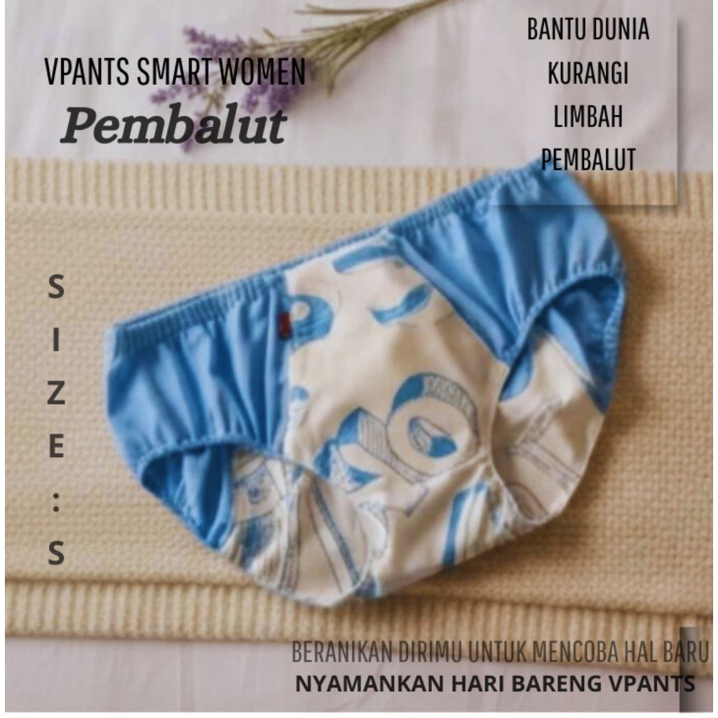 Pembalut wanita model Celana Dalam Wanita Size : S /Vpants Smart women / Menspads / Celana Pembalut 