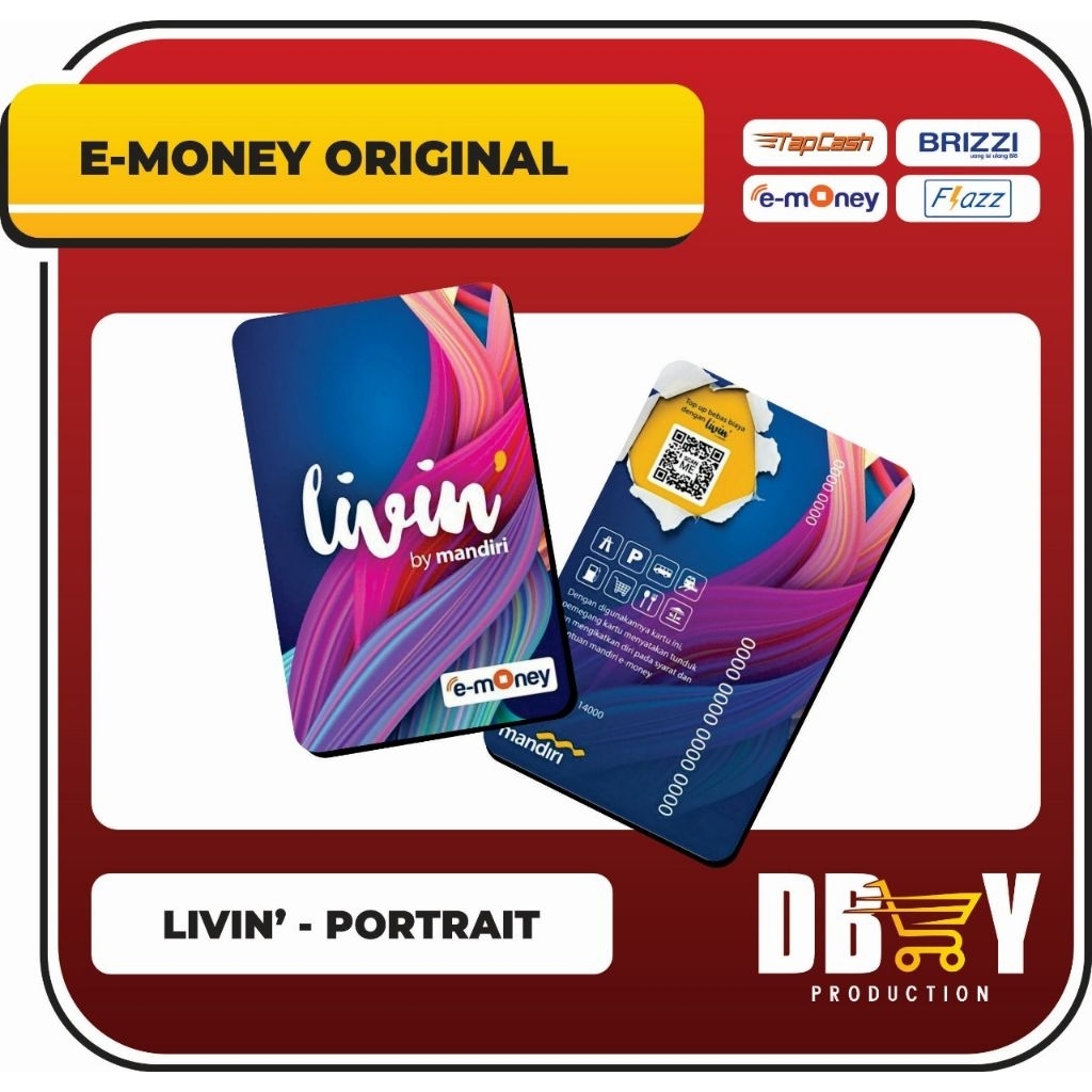 Kartu Emoney Livin Mandiri NFC Multifungsi | Kartu E-Toll Livin Mandiri | Kartu E-Money Livin Mandir