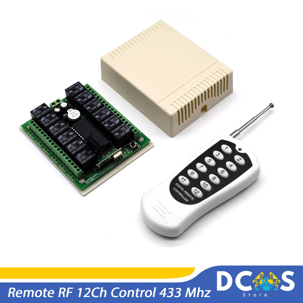 Remote RF 12Ch Control 433 Mhz 12V DC 20A Relay Programable Wireless