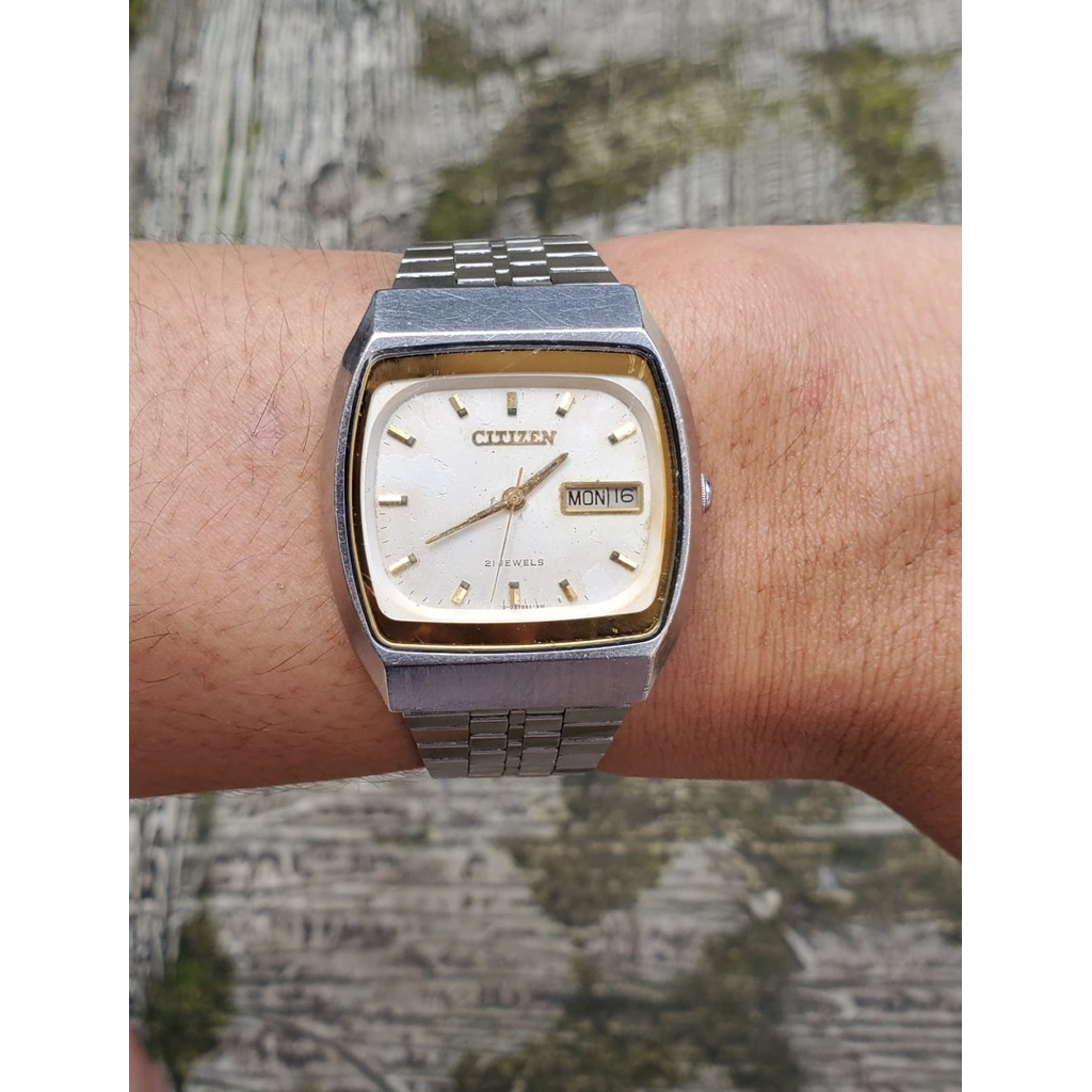 Jam Citizen Automatic 21 Jewels white gold dial elegan Classic Japan Watch