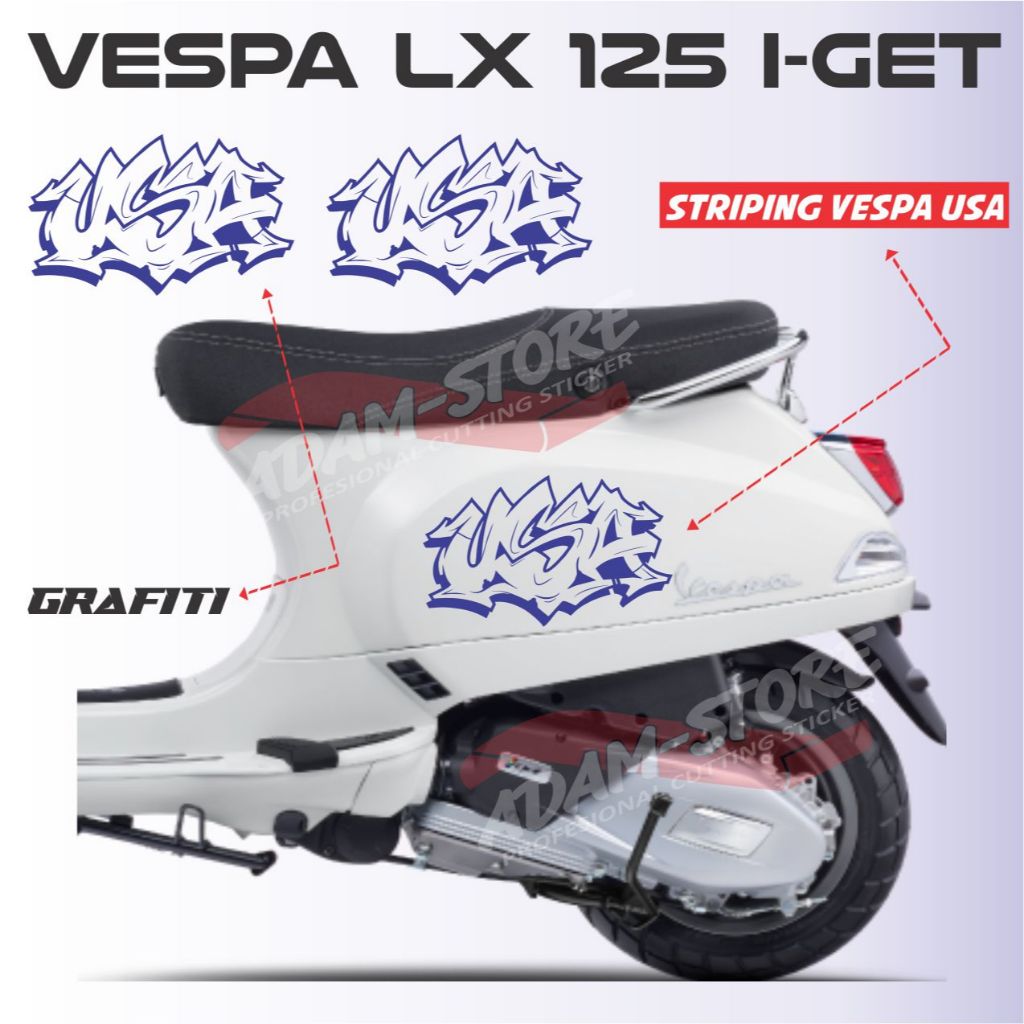 LX21 Sticker Grafiti USA / Sticker Motor Vespa LX 125 i-Get / Vespa 125 i-get / Stiker Vespa