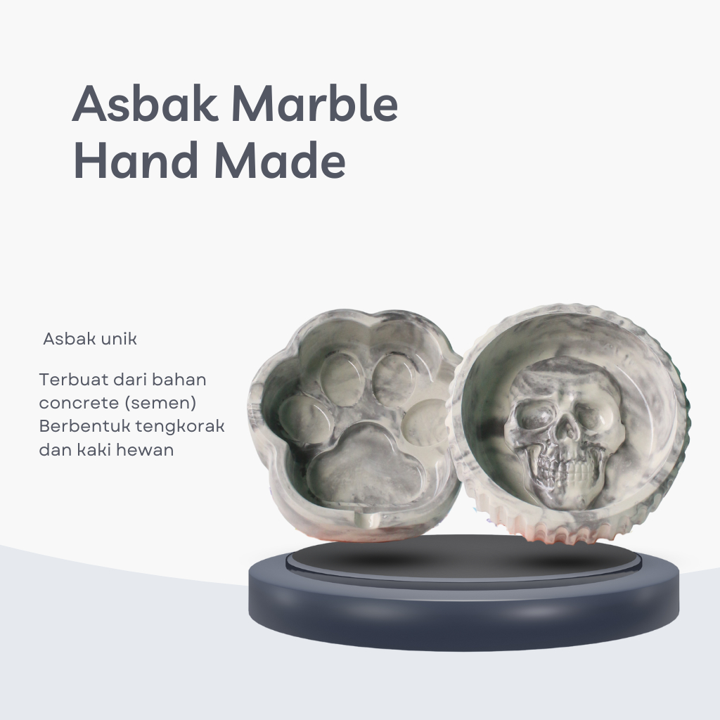 Asbak Marble Aestethic Tengkorak Dan Kaki Kucing, Asbak Keren, Asbak Lucu, Asbak Unik