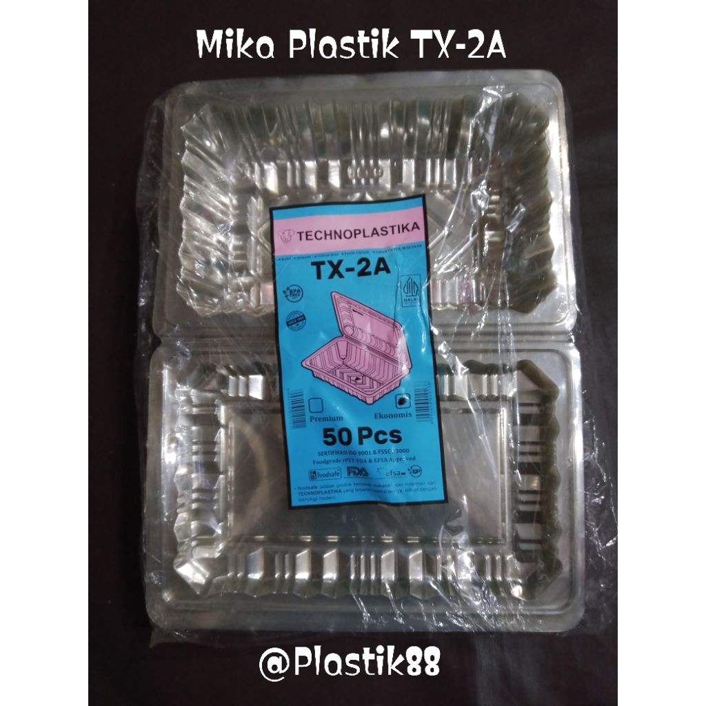 [ isi 50 pcs ] Mika Plastik TX 2A/Tempat Makanan 2A Tebal/Mika Kue Plastik Uk 2A -Merek Tecnoplastik